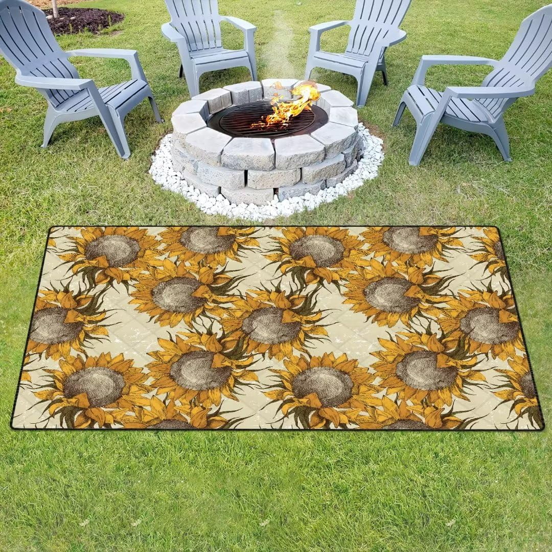 Sunflower Indoor/Outdoor Rug, Waterproof RV Camper Pad Foldable Camping ...