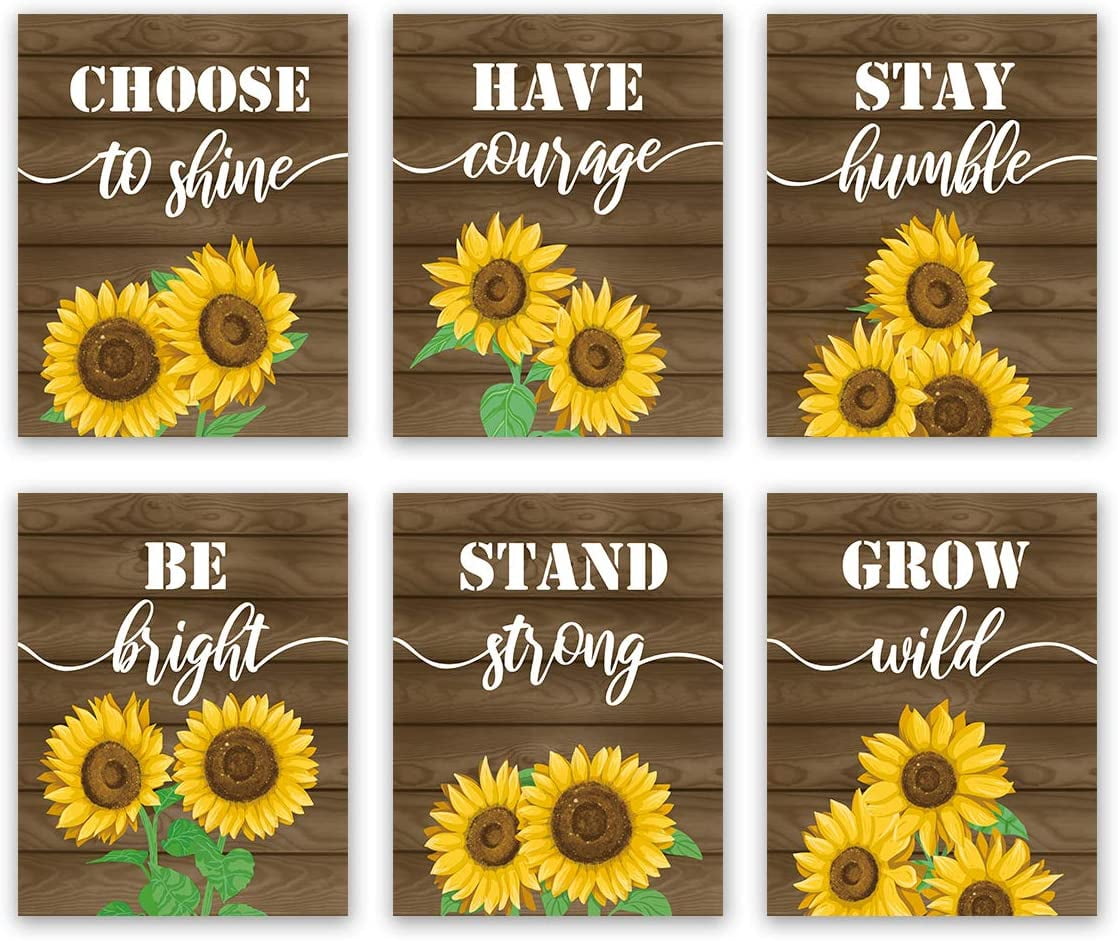Sunflower Inspirational Quote Wall Art Print-- Blooming Yellow Flower Saying Canvas Print for Farmhouse (8 sunflower-inspirational-quote-wall-art-print-blooming-yellow-flower-saying-canvas-print-for-farmhouse-8-x10-x6pcs-unframe-classroom-or-office-decor-walmart-com