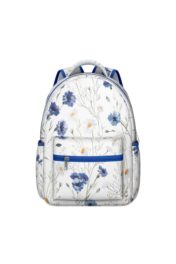 "Sunflower Inspired Backpack with Mixed Flowers Print - Large Capacity Water-Resistant School Bag for Women, Ergonomic Design with Thick Padding, Perfect for Books, Notebooks & Essentials"