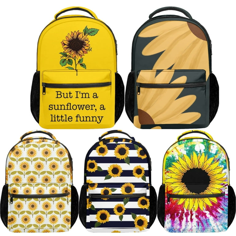 Sunflower Kawaii 1 PCS Set Backpack Durable Humor Travel School Bag with 2 Side Pockets for Girl Gift Style 3 Walmart