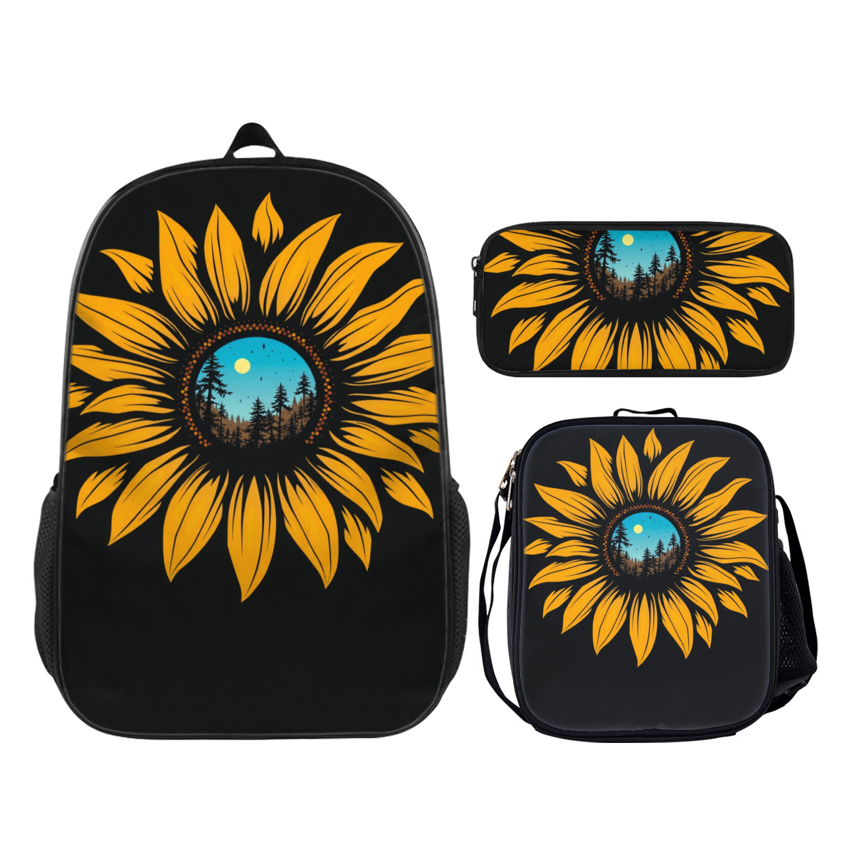 Sunflower Kawaii Backpack Lunch Box Pencil Bag Set Bag Set Cartoon ...