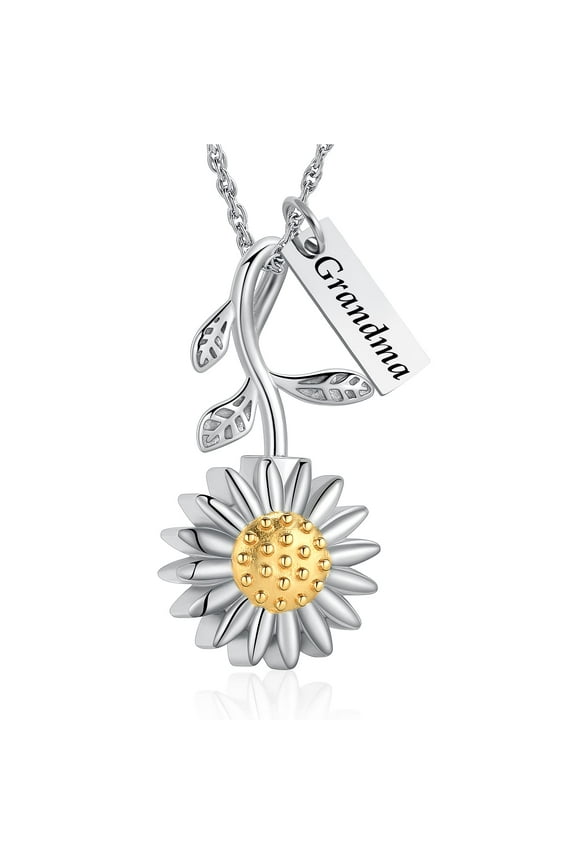 Sunflower Keepsake Cremation Jewelry for Grandma Ashes Urn Necklace for Ashes of Loved One Memorial Urn Necklace Lockets for Human Ashes