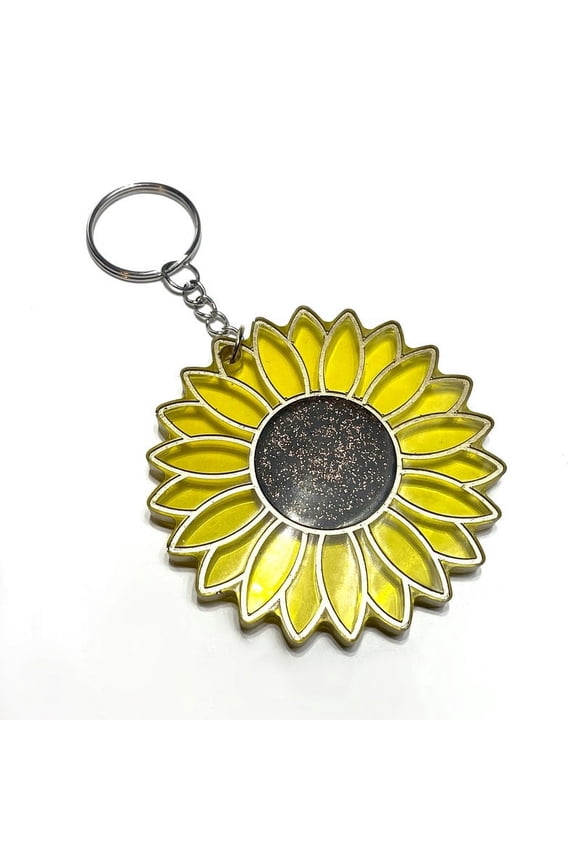 Sunflower Keychain, Cute Purse Charm For Her, New Car Gift, Womens Wallet Accessories, BOHO Wristlet Key Ring, Hippie BFF Phone Pendant