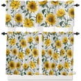 thumbnail image 1 of Sunflower Kitchen Curtain Valance and Tiers Set Yellow White Flower Rod Pocket Kitchen Tier & Valance Set 3 Piece Farmhouse Floral Rustic Wooden Window Curtain Valance Tier Set 54 in x 24 in, 1 of 1