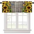 thumbnail image 1 of Sunflower Kitchen Curtain Valance for Windows,Farmhouse Yellow Window Drape Treatment,Vintage Wood Grain Short Topper Small Tier Curtains 1 Panel Valance, 54 * 18inch, 1 of 5
