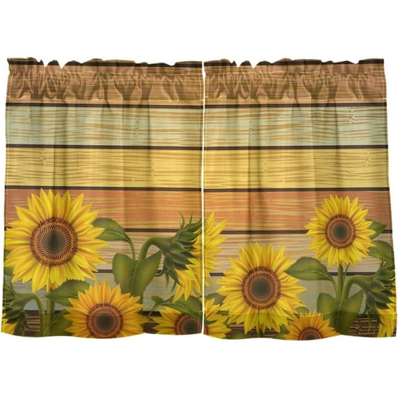 Coolnut Sunflower Kitchen Curtains 2 Panels, UV Protected Tier Curtains Half Window Curtains Kitchen Tiers for Guest Room Bathroom Sink Laundry Room Basement,24 x 27 Inch