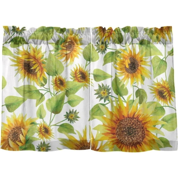 Sunflower Kitchen Curtains 2 Panels UV Protected Tier Curtains, Half Window Curtains Kitchen Tiers for Guest Room Bathroom Sink Laundry Room Basement,36 x 27 Inch