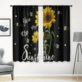 thumbnail image 1 of Sunflower Kitchen Curtains 63 Inch Length Bees Flower Window Curtains Over Sink Set of 2, Summer Curtain for Bedroom Living Room, Black Background Farmhouse Kitchen Decor 42x63 Inch, 1 of 6