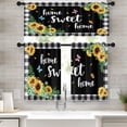 thumbnail image 1 of Sunflower Kitchen Curtains Farmhouse Window Curtains Valance and Tier Set 36 Inch, Black White Buffalo Plaid Rod Pocket Short Tier Curtain, Home Sweet Home Small Curtains for Kitchen Decor, 1 of 6