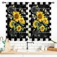 thumbnail image 1 of Sunflower Kitchen Curtains, Rusitc Farmhouse Vintage Watercolor White Yellow Floral Flower Bee Retro Country Small Short Living Room Bedroom Cafe Bathroom Window Drapes Treaments 2 Panel, 55x39 Inch, 1 of 4