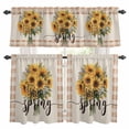 thumbnail image 1 of Sunflower Kitchen Curtains Sets for Windows 24 Inch Length, Spring Floral Summer Botanical Brown Plaid Rod Pocket Window Treatments Tier Curtains and Valances Set for Bedroom/Bathroom, 1 of 8