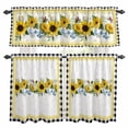 thumbnail image 1 of Sunflower Kitchen Curtains Sets for Windows 24 Inch Length, Yellow Flowers Black White Plaid Farmhouse Botanical Rod Pocket Window Treatments Tier Curtains and Valances Set for Bedroom/Bathroom, 1 of 8