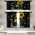 thumbnail image 1 of Sunflower Kitchen Curtains Summer Bees Window Curtains Valance and Tier Set of 3, Watercolor Sunshine Rod Pocket Short Tier Curtain for Kitchen, Black Background Small Kitchen Decor 52" x 24", 1 of 6