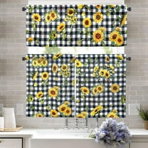 Sunflower Kitchen Curtains and Valances Set - 3 Piece Kitchen Curtains 36 Inch Length Sets with Valance for Windows Rod Pocket Sunflower Kitchen Decor Decorations