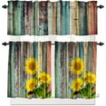 thumbnail image 1 of Sunflower Kitchen Curtains and Valances Set 3 Pieces Yellow Floral Kitchen Curtains Floral Window Treatments for Cafe Living Room Decor 54x24 Inch, 3 Piece, 1 of 4