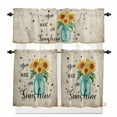 thumbnail image 1 of Sunflower Kitchen Curtains and Valances Set, You Are My Sunshine Yellow Flower Bee Plant Retro Rod Pocket Window Valance Window Curtain Panels for Living Room Bedroom Laundry, 27.5x36in, 3 Pieces, 1 of 7