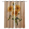 thumbnail image 1 of Sunflower Kitchen Curtains Vintage Summer Botanical Wooden Farmhouse Cafe Short Curtains for Bathroom Blackout Window Curtain Grommet Small Window Treatment Drapes for Bedroom Living Room 42"x45"x2, 1 of 9