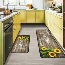 Sunflower Kitchen Floor Mats 2Pcs Non Slip Summer Fall Sunflower Mats Set for Home Farmhouse Kitchen Standing Kitchen Runner Mats 17”x30” 17”x47”