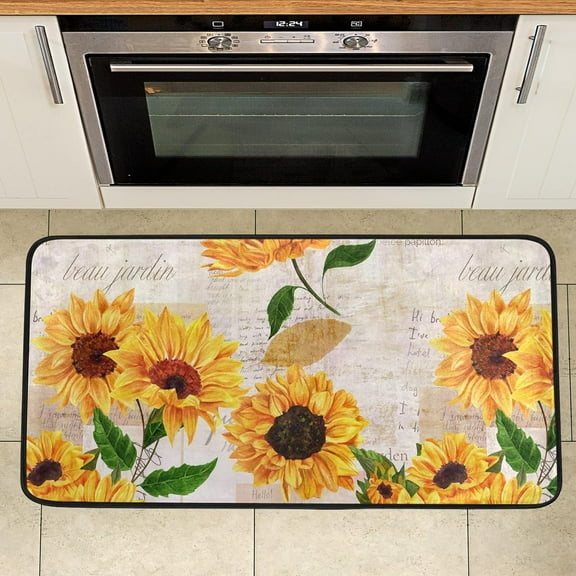 Sunflower Kitchen Mat, Anti-Fatigue Non Slip Floor Mat, Kitchen Rug Bath Doormat Carpet for Kitchen, Floor Home, Office, Sink, Laundry, 30x17