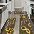 thumbnail image 1 of Sunflower Kitchen Mat Set of 3, Yellow Sunflower Kitchen Rugs and Mats Non-skid Washable Kitchen Floor Mats for in Front of Sink, Country Farmhouse Sunflower Kitchen Decor and Accessories(Brown), 1 of 6