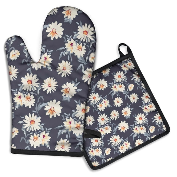 Sunflower Kitchen Oven Mitt and Pot Holder Sets 2 Pcs for Baking, Cooking and Grilling, Heat Resistant Up To 392 °F