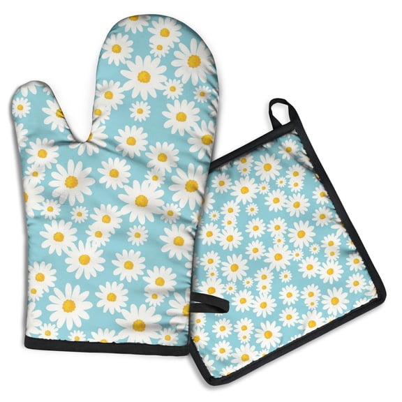 Sunflower Kitchen Oven Mitt and Pot Holder Sets 2 Pcs for Baking, Cooking and Grilling, Heat Resistant Up To 392 °F