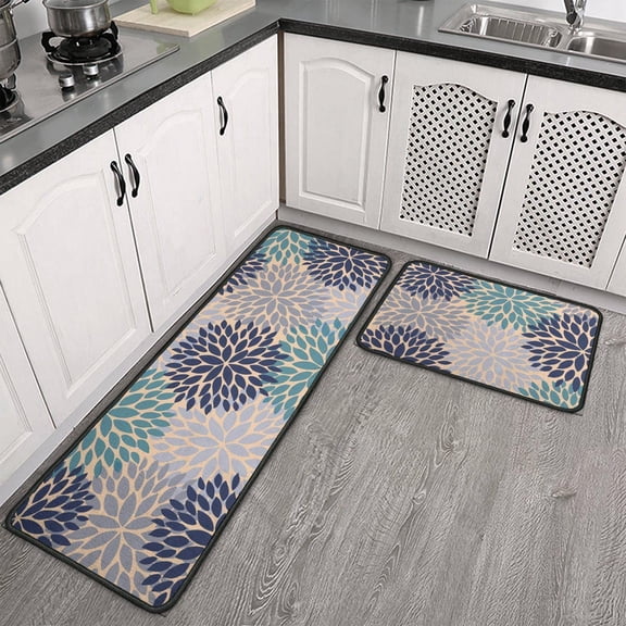 Sunflower Kitchen Rugs 2 Piece Set Non-Slip Washable Floral Kitchen Rug Runner Rubber Backed Kitchen Mats for Floor Sunflower Decor Yellow