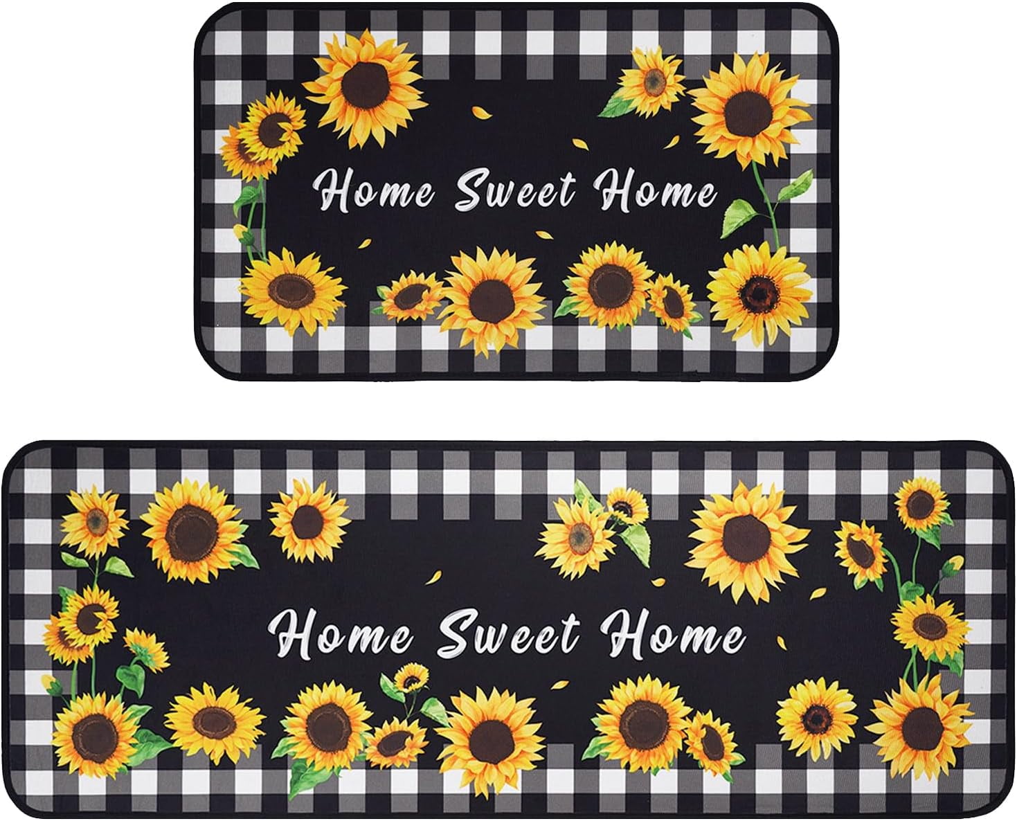 Sunflower Kitchen Rugs, Sunflower Decor for Kitchen, Black and White
