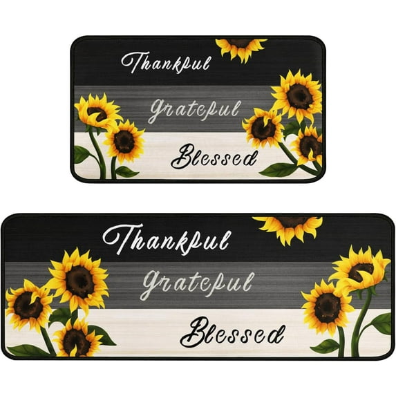 Sunflower Kitchen Rugs - Kitchen Mat Set of 2, Sunflower Decor Sunflower Rugs for Kitchen, Farmhouse Yellow Sunflower Kitchen Decor and Accessories, Sunflower Kitchen Rugs and Mats Non Skid Washable