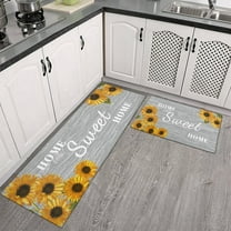 Sunflower Kitchen Rugs - Kitchen Mat Set of 2, Sunflower Decor Sunflower Rugs for Kitchen, Country Sunflower Kitchen Decor Accessories, Kitchen Floor Mats for in Front of Sink, Sunflower Rugs and Mats