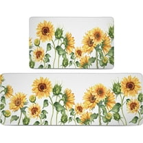Sunflower Kitchen Rugs Mats Set of 2 Anti Fatigue Farmhouse Sunflower Kitchen Rug for Floor Washable Kitchen Rugs Non-Slip Waterproof Memory Foam Cushioned Comfort Standing Mats 17.3x28 17.3x47 Inch