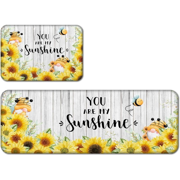 Sunflower Kitchen Rugs Set of 2 Cushioned Anti-Fatigue Kitchen Floor Mats You are My Sunshine Kitchen Décor Kitchen Mat for Floor Floral Kitchen Rug Set for Home Kitchen Laundry Living Room