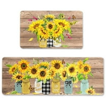 Sunflower Kitchen Rugs Set of 2,Farmhouse Style Kitchen Decor Kitchen Mat Non-Slip Washable Kitchen Decor Anti Fatigue Floor Mat for Kitchen Sink Laundry Room,