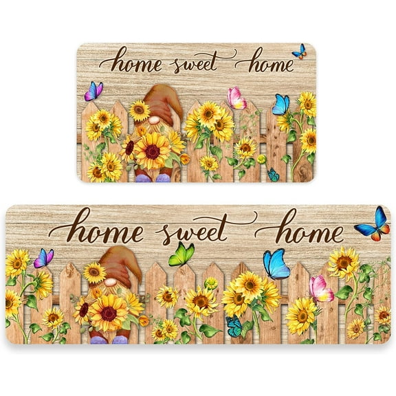 Sunflower Kitchen Rugs Set of 2, Sunflower Rug for Kitchen, Farmhouse Sunflower Kitchen Rugs and Mats Non Skid, Sunflower Kitchen Decor Floor Mats, Kitchen Runner Rug Carpet 17x29 and 17x47 Inch