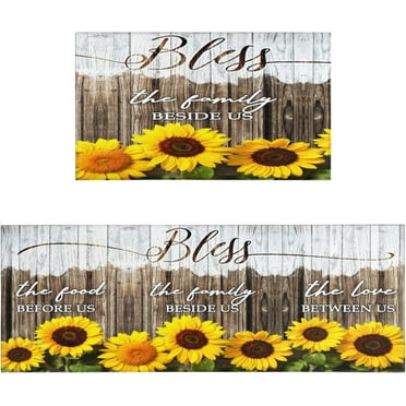 Sunflower Kitchen Rugs Sets of 2 Sunflower Kitchen Mat Washable Non-Slip Kitchen Floor Mats for in Front of Sink Sunflower Kitchen Decor