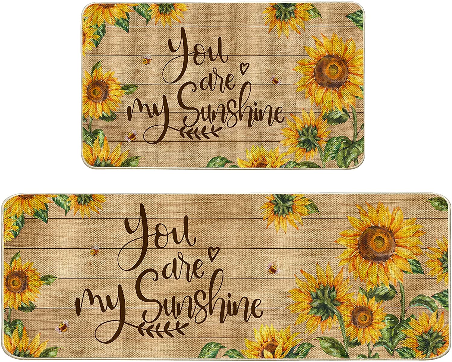 Sunflower Kitchen Rugs and Mats 2Pcs Kitchen Mats Set You are My Sunshine Kitchen Decor Non