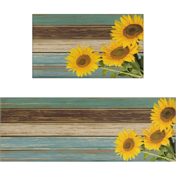 Farmhouse Kitchen Rugs and Mats Set of 2 Rustic Lodge Bear Kitchen Rugs Non Slip Super Absorbent Kitchen Mat for Sink Waterproof Runner Rug for Laundry Room 17"x 48"+17x30