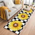 thumbnail image 1 of Sunflower Kitchen Runner Rug 2x6 Washable Runners for Hallway Non Slip Yellow Fall Floral Black White Lattice Check Large Area Rug Indoor Floor Carpet for Bathroom Laundry Entryway Bedroom, 1 of 8