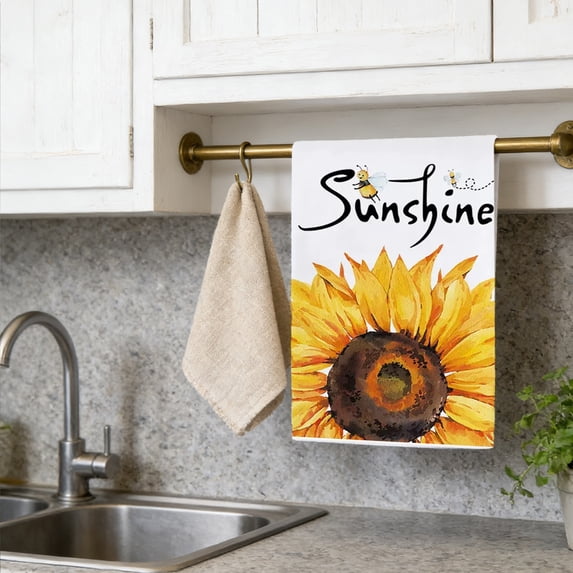 Sunflower Kitchen Towel Set 23.6x15.8 Inches, Highly Absorbent Dish Drying Towels for Cooking Baking, Decorative Hand Towels for Home Kitchen(C)