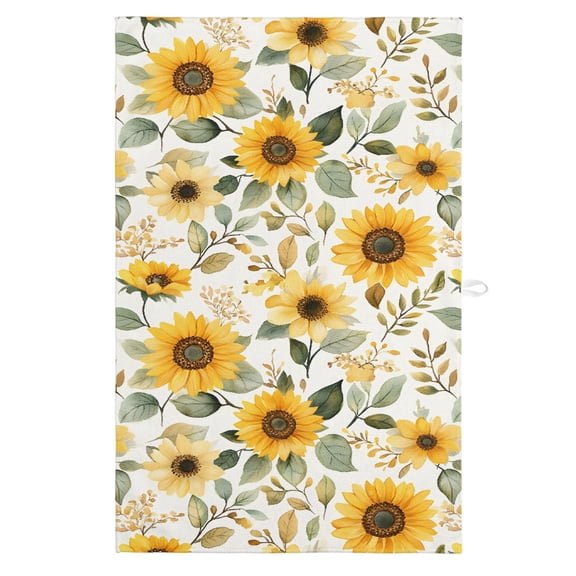 Sunflower Kitchen Towels, Absorbent Microfiber Kitchen Dish Hand Tea Bath Towel, Farmhouse Spring Summer Botanical Quick Dry Cleaning Cloth Dishclothes Decorative Sets, (1-PC, 18x28)
