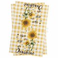 thumbnail image 1 of Sunflower Kitchen Towels Set of 2, Water Absorbent Dish Towel, Yellow Plaid Lattice You Are My Sunshine Decorative Hand Towels - Quick Drying Cloth for Cooking Baking, 18x28 Inch, 1 of 8