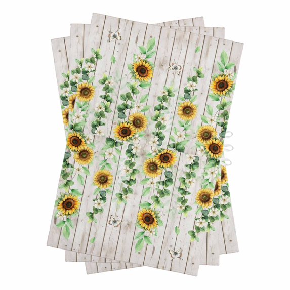 Sunflower Kitchen Towels Set of 3, Water Absorbent Dish Towel, Green Botanical Summer Spring Vintage Decorative Hand Towels - Quick Drying Cloth for Cooking Baking, 18x28 Inch