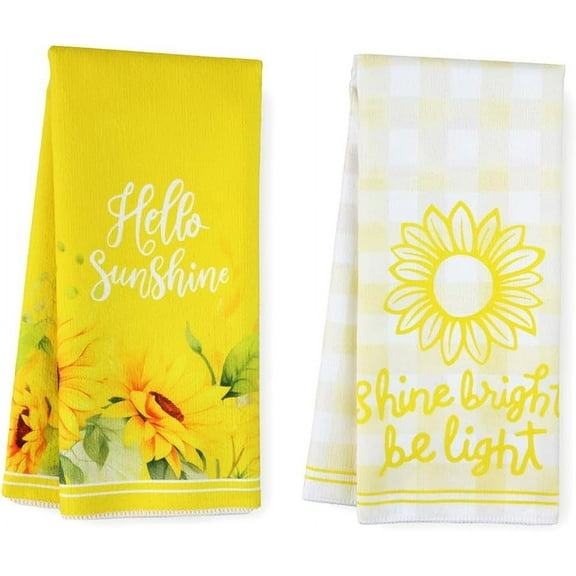 Sunflower Kitchen Towels Set of 2 Decorative Summer Dish Towels for Kitchen Yellow Kitchen Decor Microfiber Spring Tea Towels (18x28 Inches)