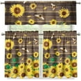 thumbnail image 1 of Sunflower Kitchen Window Curtain Toppers and Valances Decor Wood Panel Rod Pocket Sunflower Curtains Set Window Treatment Letter Backdrop, 36 Inches, 1 of 5