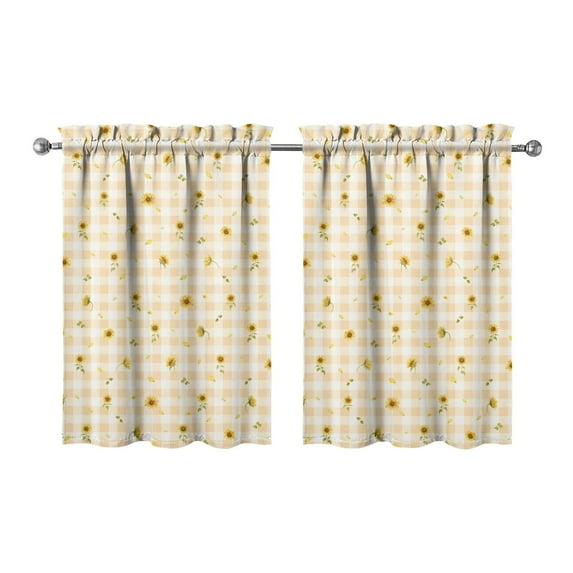Sunflower Kitchen Window Curtains Farmhouse Country Summer Short Tier Curtain for Washable Kitchen Cafe Decor Rod Pocket Window Drapes 2 Panels 27.5x36 Inch
