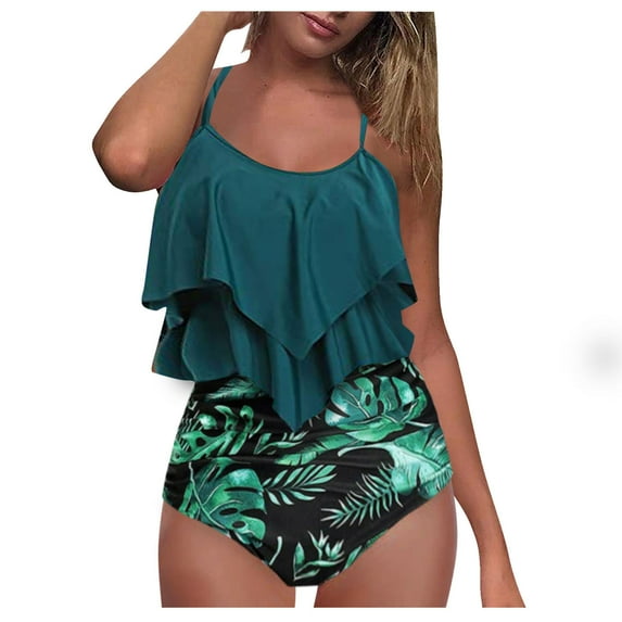Sunflower Knot Swimwear for Women Ruched High Waisted Tankini Tank Top Swimsuit 2 Piece Cute Bikini Bathing Suit