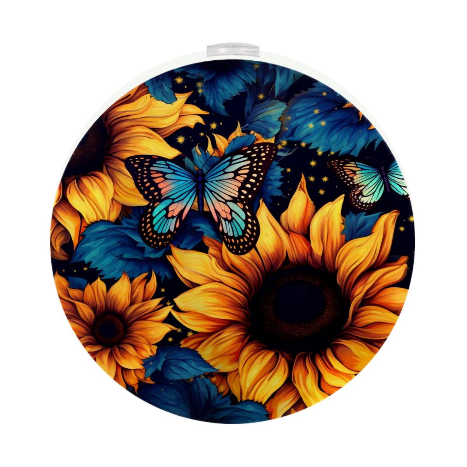 Sunflower LED Round Night Light-2PCS, Plug-in Mini Wall Socket Soft ...