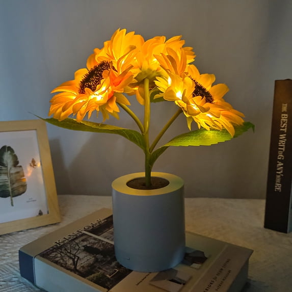 Sunflower Lamp Gifts for Women, Mother’s Day Birthday Gifts for Women, Mom, Sister, Girlfriend, Rechargeable Flower Lamp Night Light, Dimming Table Lamp, Anniversary Bedroom Decor