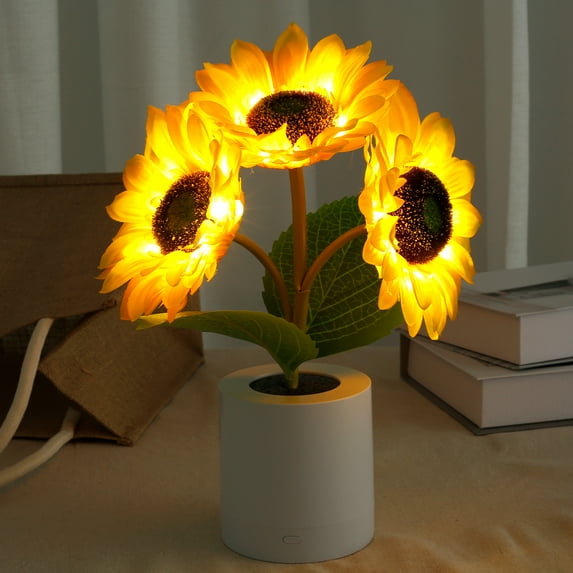 Sunflower Lamp, USB Rechargeable Sunflower LED Night Lamp, Table Lights for Bedroom, Bedside Decoration, Sunflower Lights Decor