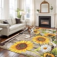 thumbnail image 1 of Sunflower Large Area Rugs 6x9 ft Farmhouse Barn Door White Yellow Flower Leaf Butterfly Washable Rug Non Slip Indoor Carpet Absorbent Floor Mat for Living Room Bedroom Dining Room, 1 of 9